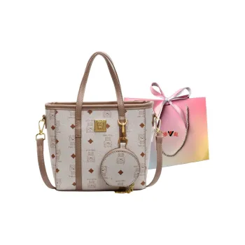 Yalu PU Basket Bag, One Shoulder Handbag Women's Pink/Brown/Ecru