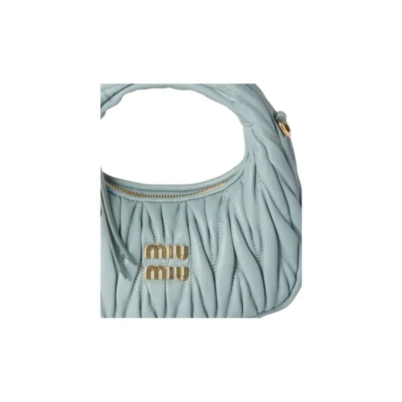 MIU MIU Wander Series Lambskin Handbag Mini Women's Light Blue-5