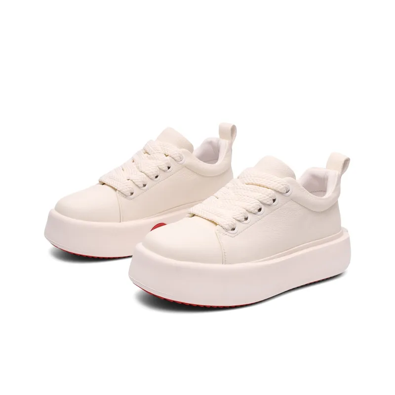 Daying Slip Resistant Height Increasing Low Top Skateboard Shoes Men's White-1