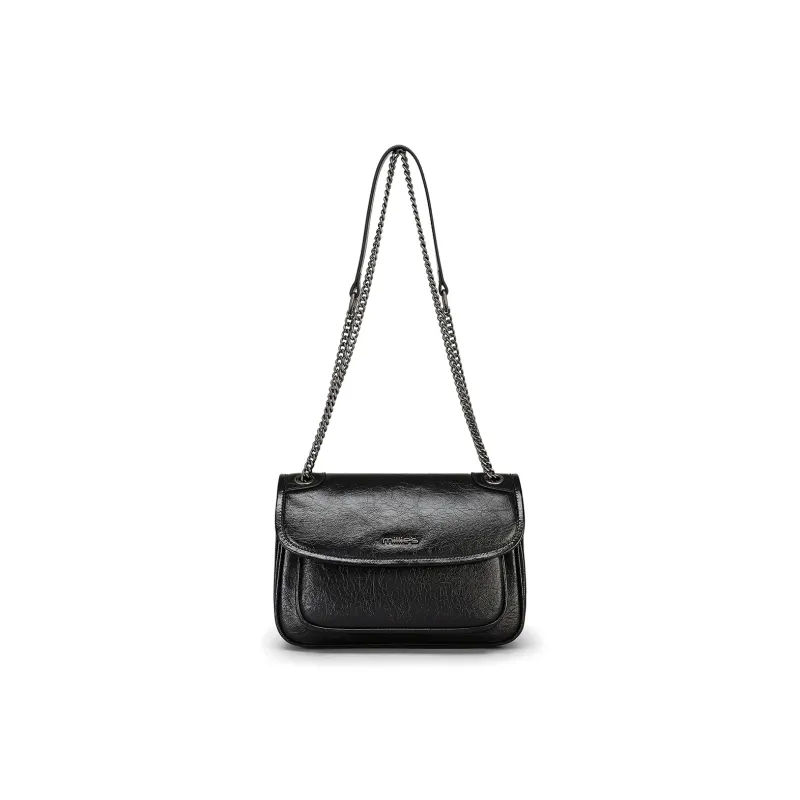 MILLIE'S Cow Leather With Synthetic Leather Underarm Shoulder Bag, Crossbody Bag Regular Women's Black-4
