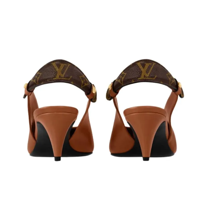 LOUIS VUITTON Legacy Cone Heel High Heels 5.5cm Women's Brown-4