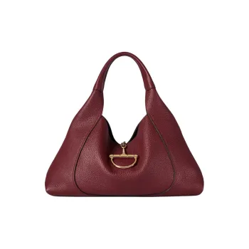 GUCCI Grained Leather Shoulder Backpack Handbag Large Size Women's Ancora Red