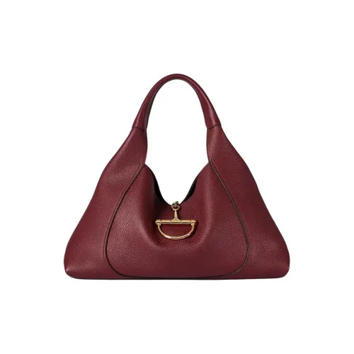 GUCCI Grained Leather Shoulder Backpack Handbag Large Size Women's Ancora Red