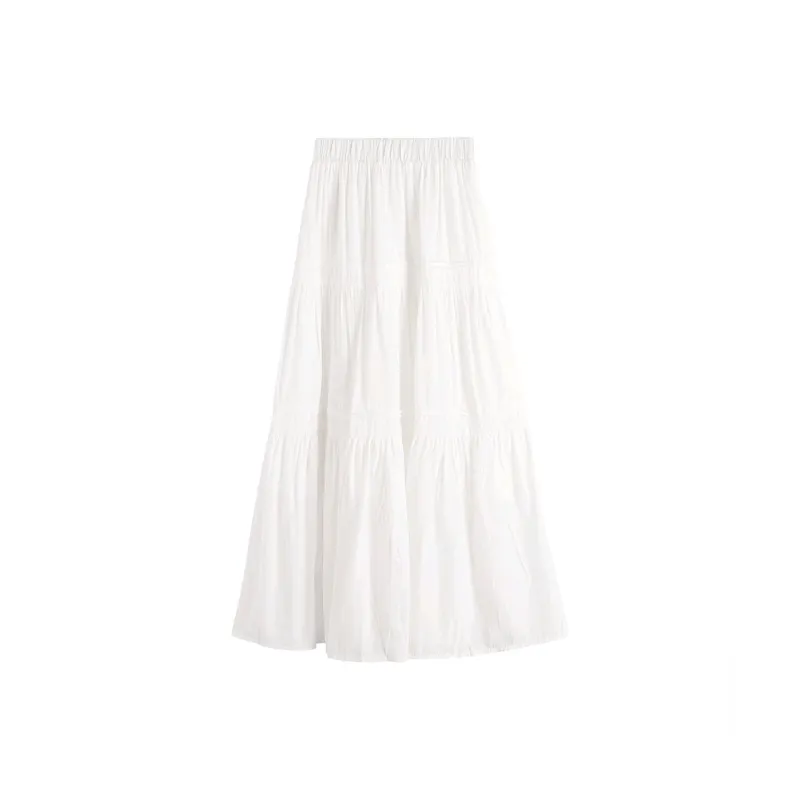 ETSE Casual Long Skirts Women's White-1