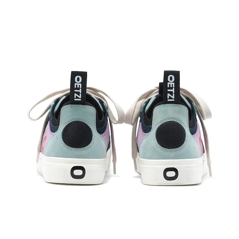 OETZI Skateboard Shoes Unisex Low Top White & Blue Purple-4