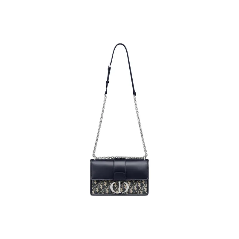DIOR 30 Montaigne Oblique Printed Fabric With Smooth Cow Leather Shoulder Bag, Crossbody Bag Regular Women's Blue-1