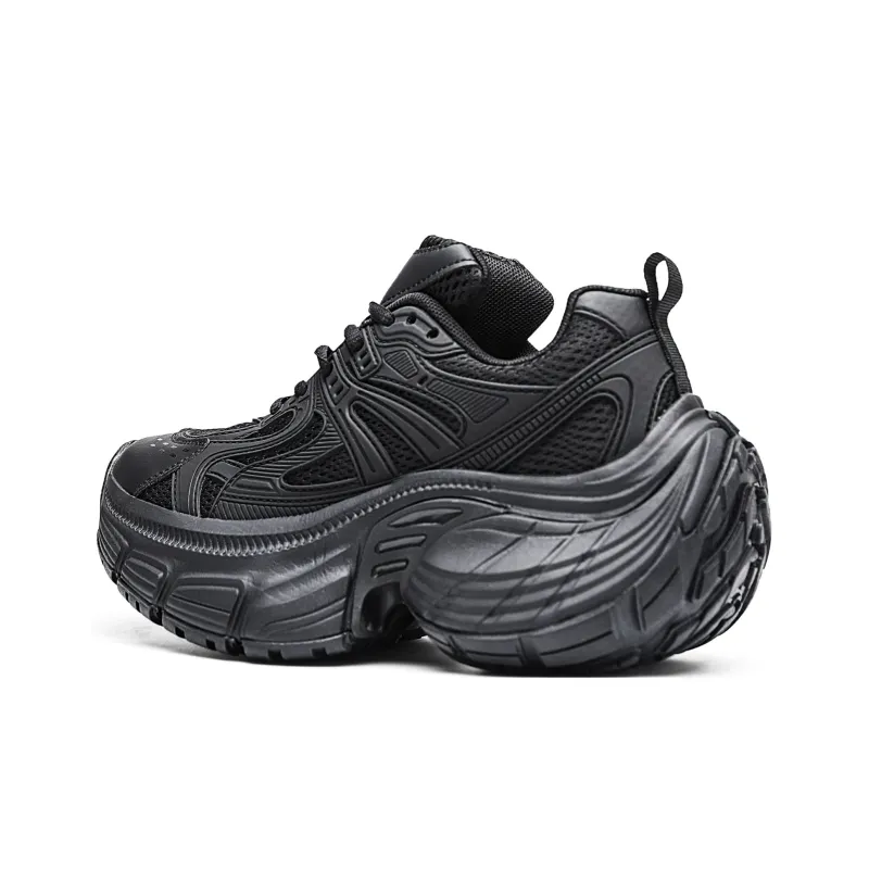 MVA Slip Resistant, Abrasion Resistant, Breathable, Impact Resistant, Lightweight Low Top Chunky Sneakers Unisex Black-3