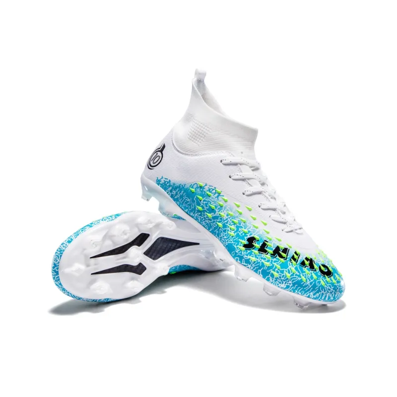 QIUTEXIONG Soccer Shoes Unisex High Top White/Black/Green/Neon Green-47