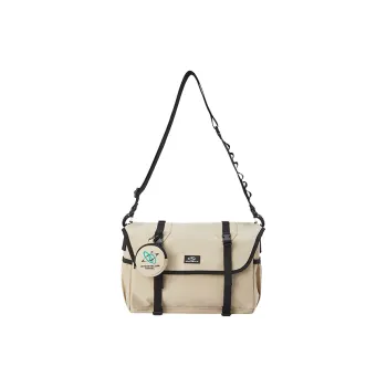 SEM/R Fabric Messenger Bag Crossbody Bags Large Size Unisex Light Khaki/Black