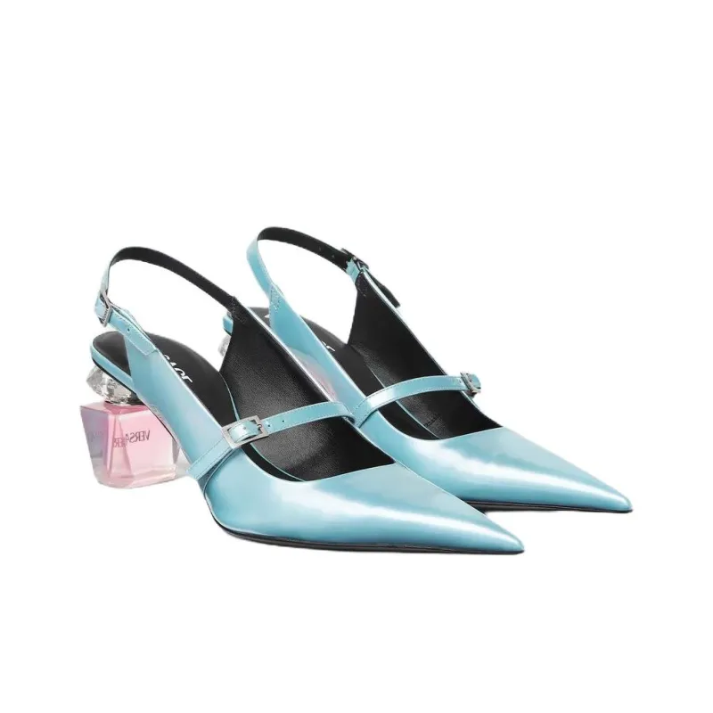 FANSIZHE BRIGHT CRYSTAL Irregular Heel High Heels 7cm Women's Blue-2
