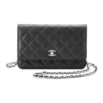 CHANEL WOC Grained Calfskin Wallet Crossbody Bag Shoulder Bag Women's Black