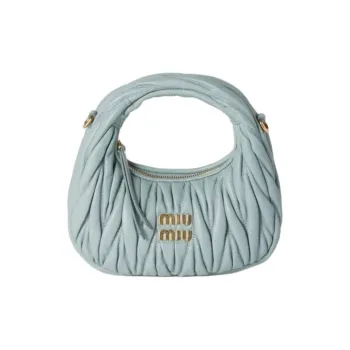 MIU MIU Wander Series Lambskin Handbag Mini Women's Blue