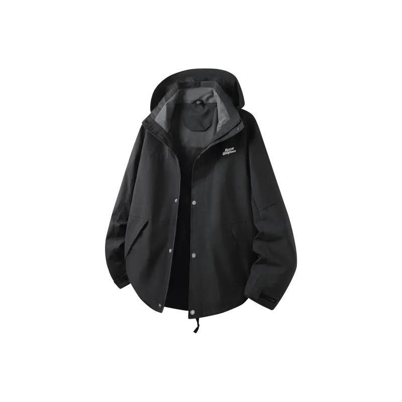 Feiyue Water Resistant Windproof Warm Water Repellent Rainproof Windbreaker Jacket Unisex Black-0