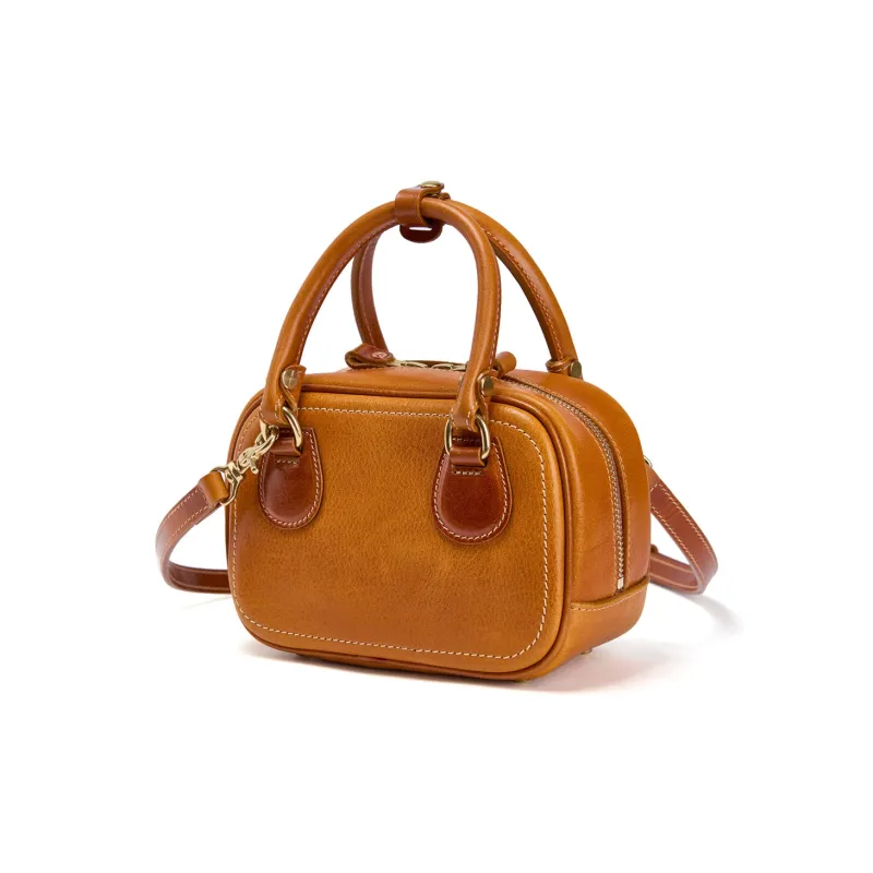 KAISER Cow Leather Handbag Small Size Women's Sunset Brown/Black/Sunset Yellow/Green-8