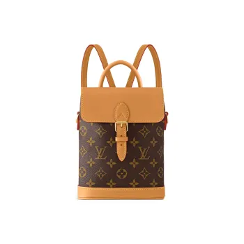 LOUIS VUITTON Coated Canvas Backpack Mini Women's Dark Brown & Yellow Brown