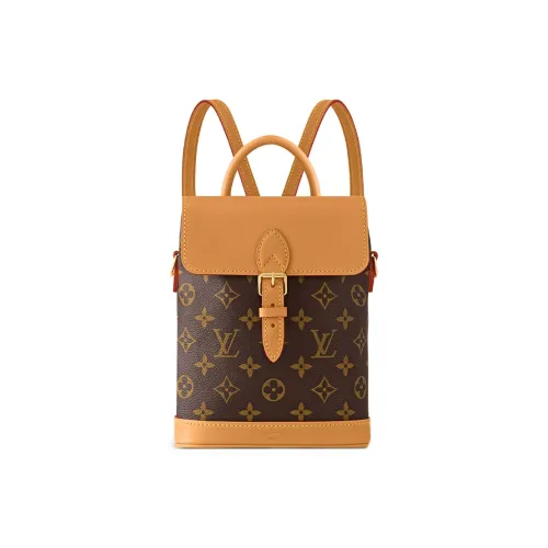 LOUIS VUITTON Coated Canvas Backpack Mini Women's Dark Brown & Yellow Brown