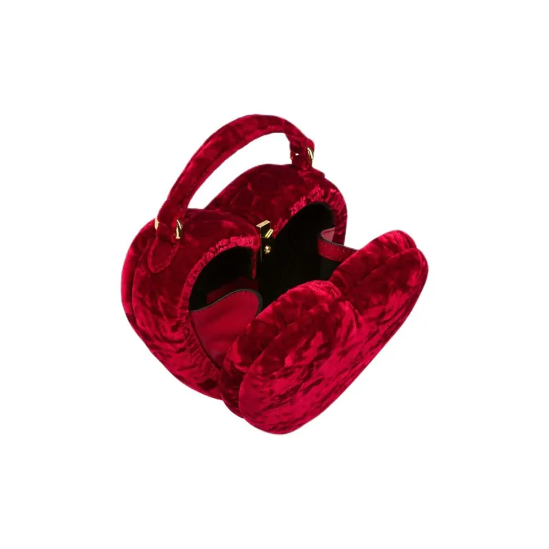 MOSCHINO Viscose Heart Shaped Bag Shoulder Bag Crossbody Bag Handbag Women's Red-2