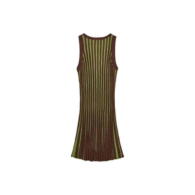 ZARA Sleeveless Dress Women's Brown/Green-1