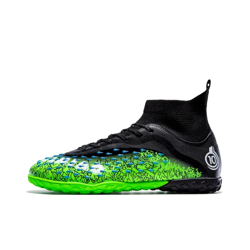 QIUTEXIONG Soccer Shoes Unisex High Top White/Black/Green/Neon Green-7