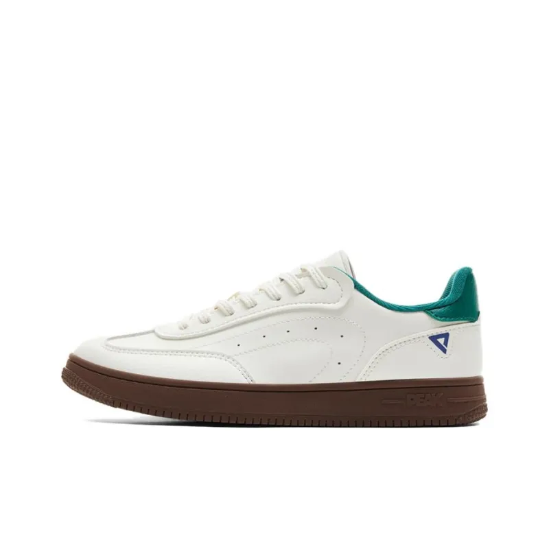 PEAK Classic Heritage Anti Slip Wear Resistant Low Top Skateboard Shoes Men's White Green-0