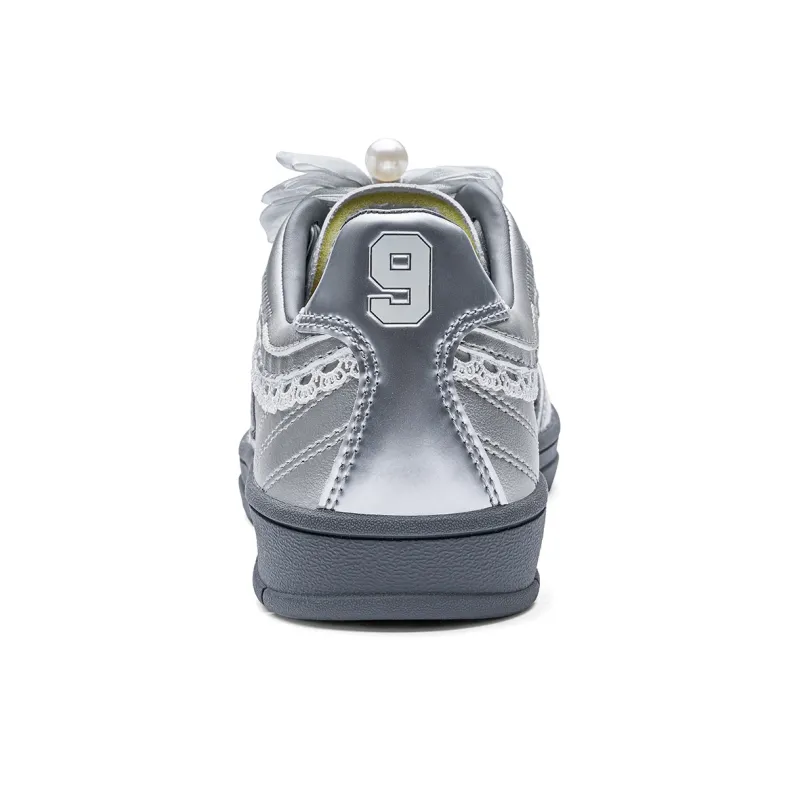 Kappa Back to Back Anti Slip Wear Resistant Low Top Skateboard Shoes Women's Silver-4