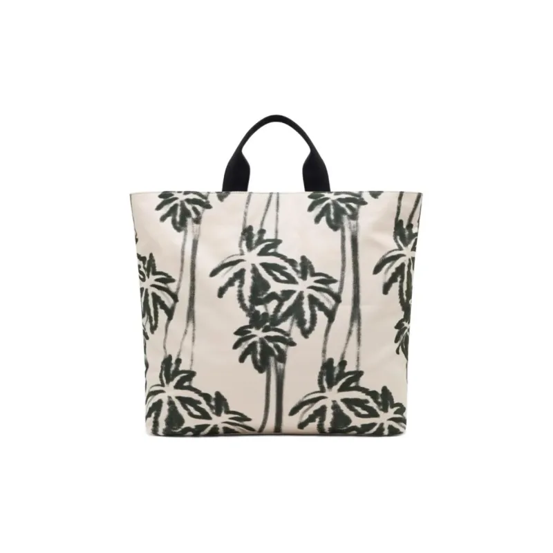 ARMANI EXCHANGEAE Cotton Tote Bag, Shopping Bag, Handbag Tubas Men's Raw White & Forest Green-2