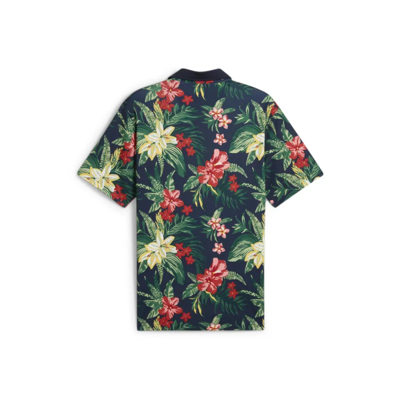 PUMA PTCFloral Polo Shirt Men's Deep Navy Blue-1