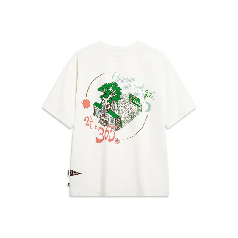 LiNing Drop Shoulder Sleeve T Shirt Unisex Ivory-0