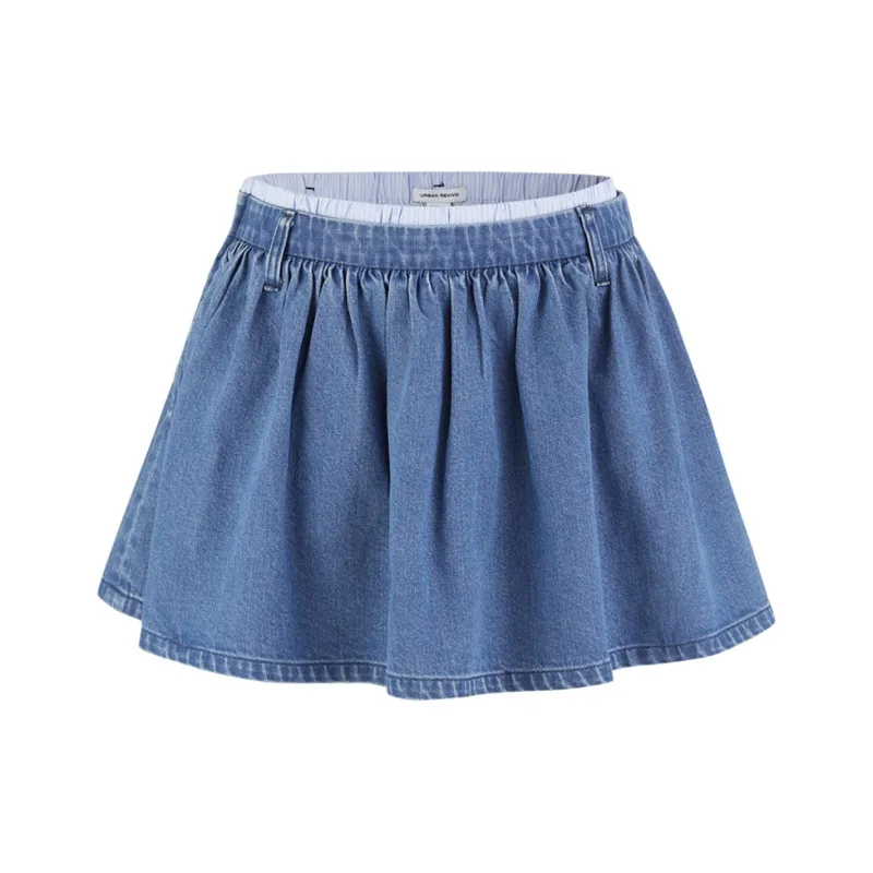 URBAN REVIVO Denim Short Skirts Women's Blue-1