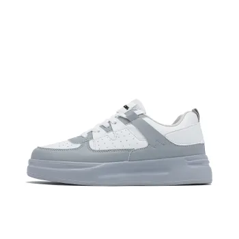 Singing Height Increasing Anti Slip And Wear Resistant Low Top Skateboard Shoes Unisex White Gray