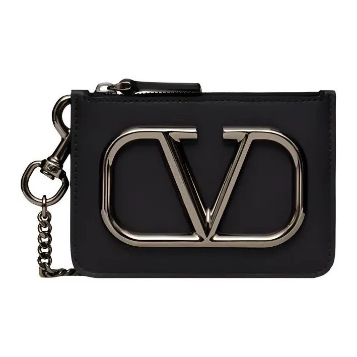 Valentino Vlogo Calfskin Card Holder Card Holder Men's Black-0