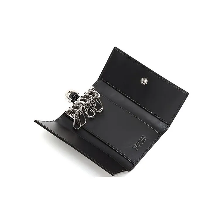 FANSIZHE Leather Key Pouch Men's Black-4