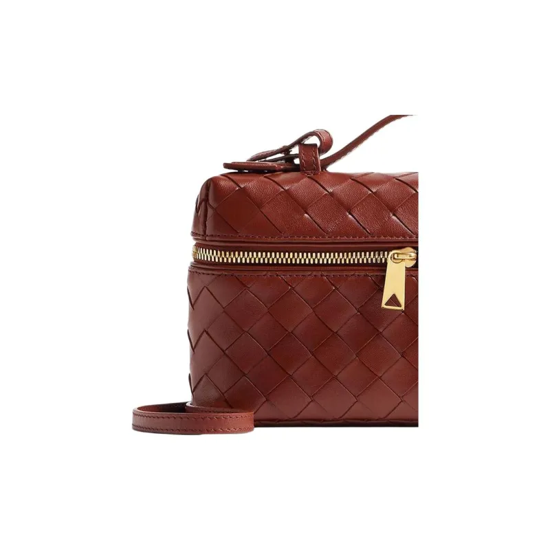 Bottega Veneta Cow Leather Makeup Bag Women's Sapele Red-4