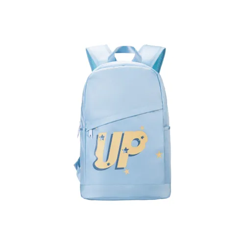 TURN UP Polyester Student Backpack Large Size Unisex Light Blue