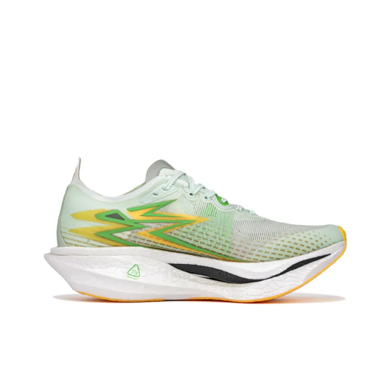 361° Flame 4 Coverage Lightweight Rebound Low Top Carbon Plate Marathon Long Distance Running Shoes Unisex White Green-1