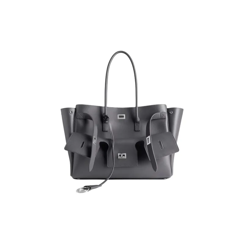 Balenciaga Bel Air Calfskin Handbag Medium Size Women's Gray-0