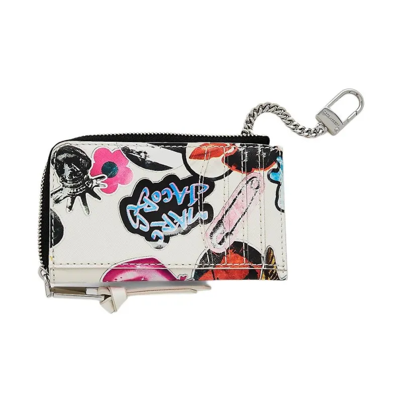 MARC JACOBS Cross Grain Leather Wallet Women's White & Multicolor-1