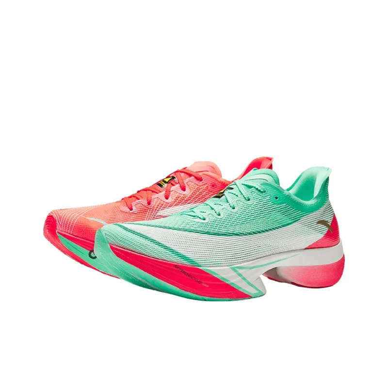 Anta C10 Pro Slip Resistant Breathable Low Top Running Shoes Men's Red Green Mismatched-0