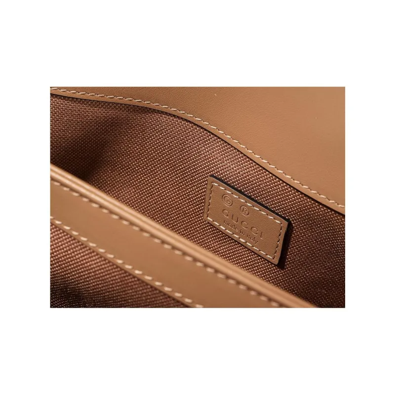 GUCCI Marmont Calfskin Shoulder Bag Women's Brown-5