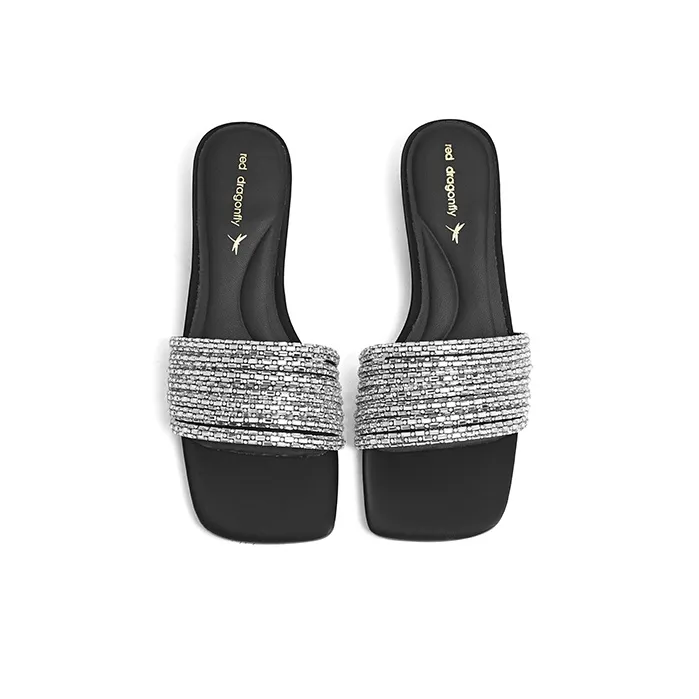 RED DRAGONFLY Rubber Sole Rhinestone Slide Slippers Women's-3