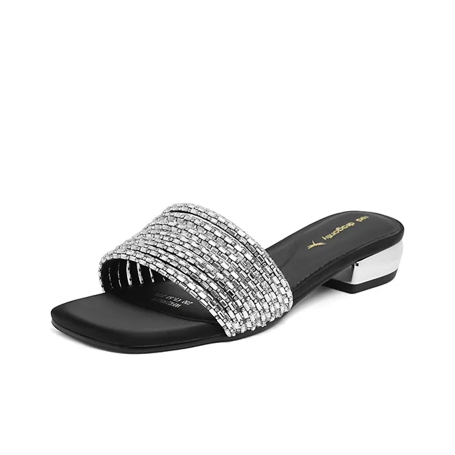 RED DRAGONFLY Rubber Sole Rhinestone Slide Slippers Women's-1