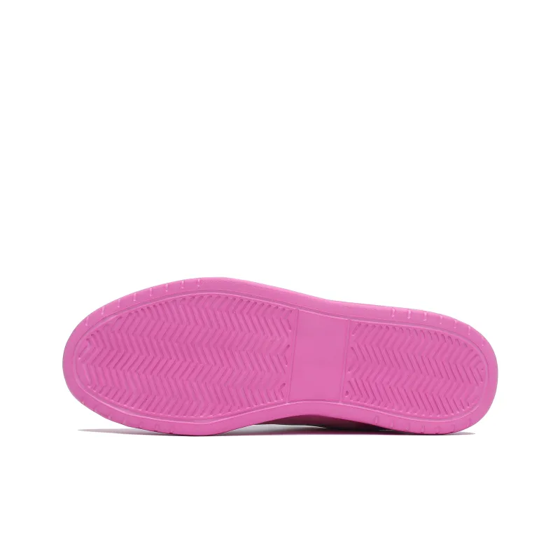 Singing Height Increasing Anti Slip And Wear Resistant Low Top Skateboard Shoes Unisex White Rose Red Pink-5