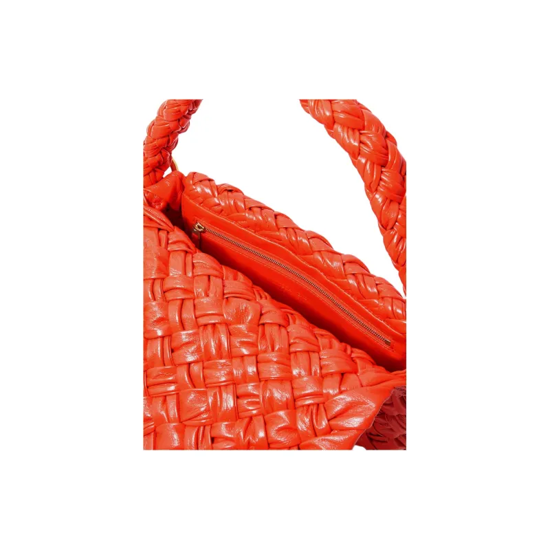 Bottega Veneta Kalimero Cittàh Lambskin Shoulder Bag Women's Orange-3