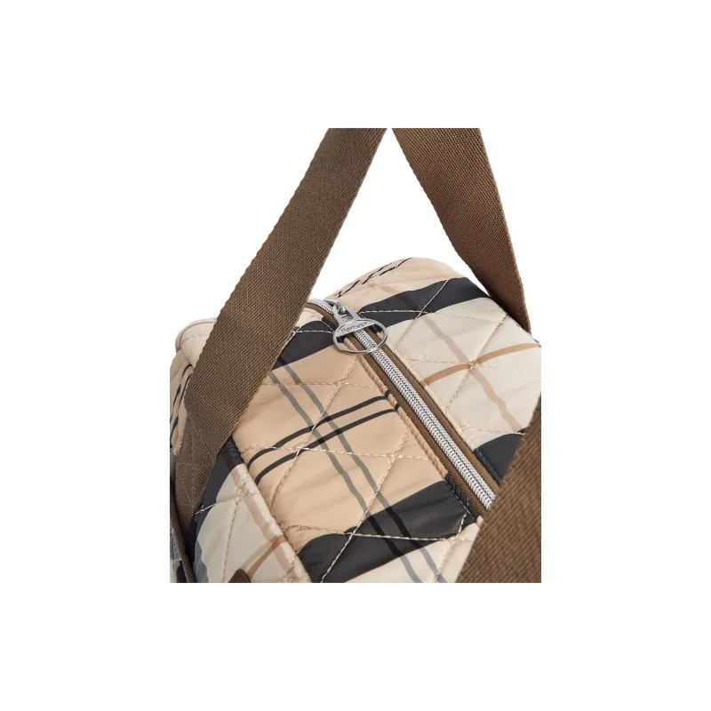 BARBOUR Polyester One Shoulder Crossbody Handbag, Travel Bag Unisex Beige Plaid-8