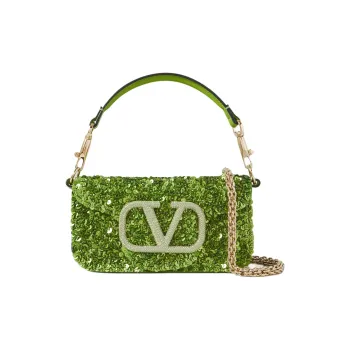 Valentino LocòVlogo Lambskin Shoulder Bag, Crossbody Bag, Handbag Trumpets Women's Turquoise
