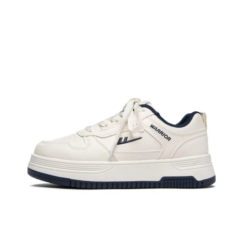 Warrior Anti Slip And Wear Resistant Height Increasing Low Top Skateboard Shoes Unisex Beige Dark Blue