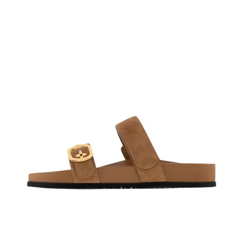 LOUIS VUITTON Bom Dia Slide Slippers Women's Brown