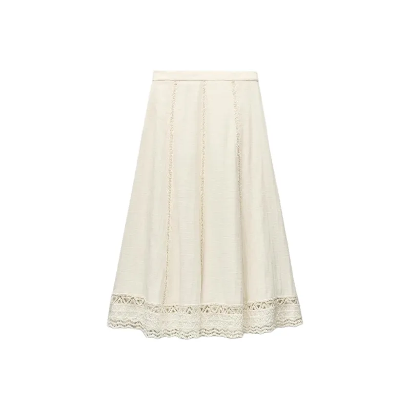 ZARA ZW Series Casual Long Skirt Women's Raw White-1
