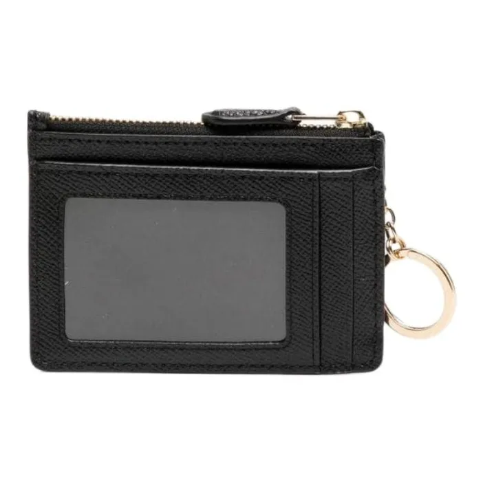COACH Mini Id Skinny Leather Wallet Mini Women's Black-3