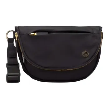 Lululemon Nylon Shoulder Bag, Crossbody Bag Regular Unisex Black & Gold